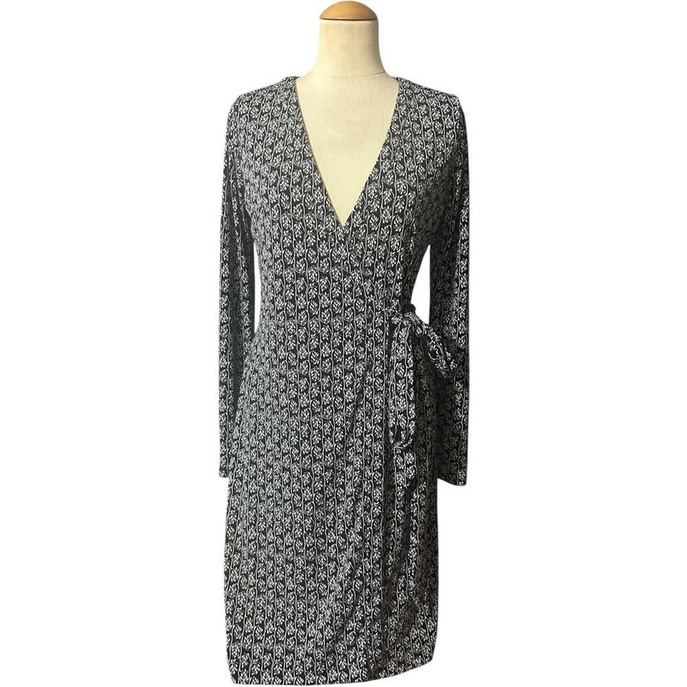 Ann Taylor Jersey Knit Wrap Dress Print Longsleeve Dress Size 4